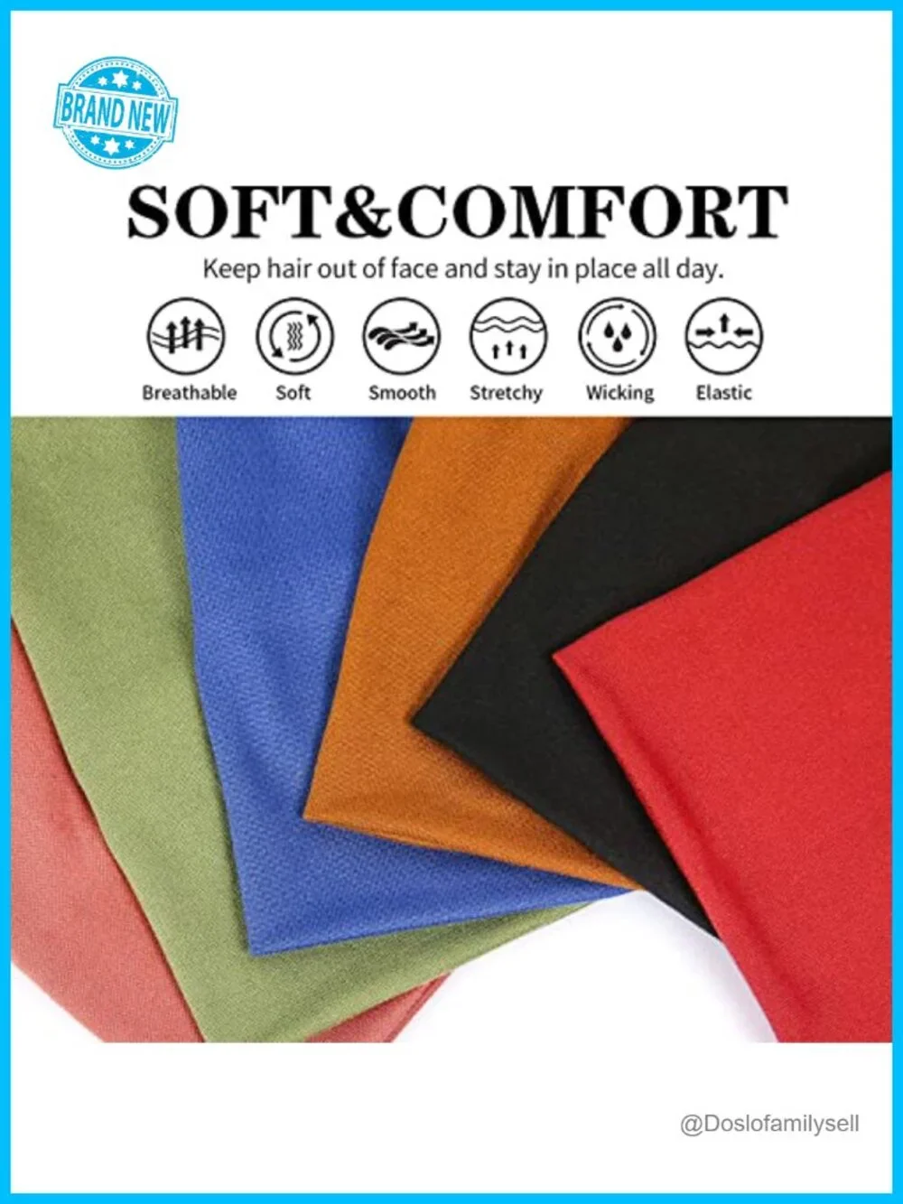 6 Pack Non Slip Wide Headbands for Women Yoga Running Workout